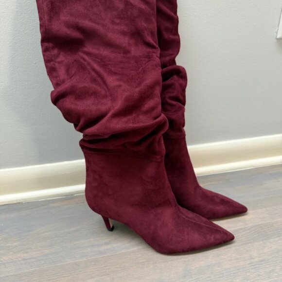 Jessica Simpson Faux Suede Burgundy Boots 8 - Picture 2 of 8